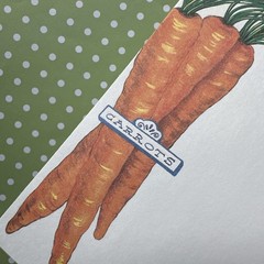 Vintage Blank Home Notecard & Garden Party Carrots Veggie Stationery Note Paper