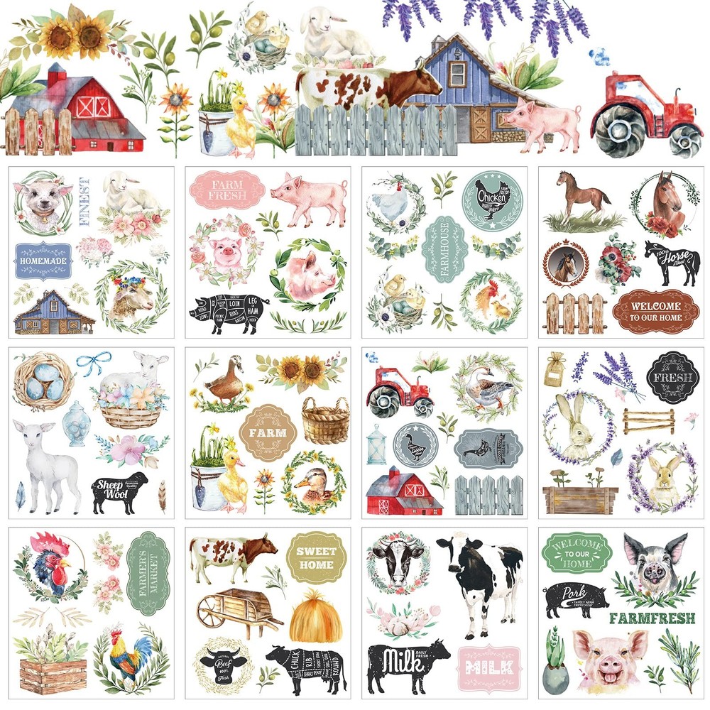 BBTO 12 Sheets Rub on Transfers for Crafts and Furniture Small, Multicolor