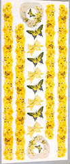 Frances Meyer Vintage Butterflies Yellow Roses Border Stickers Scrapbook NOS 12″