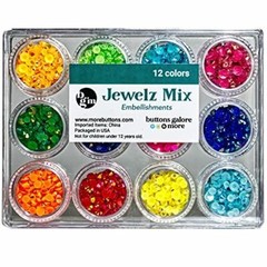 Buttons Galore Bright Mix AB Flat Back Gems, Faceted Round Rhinestones 12 Assort