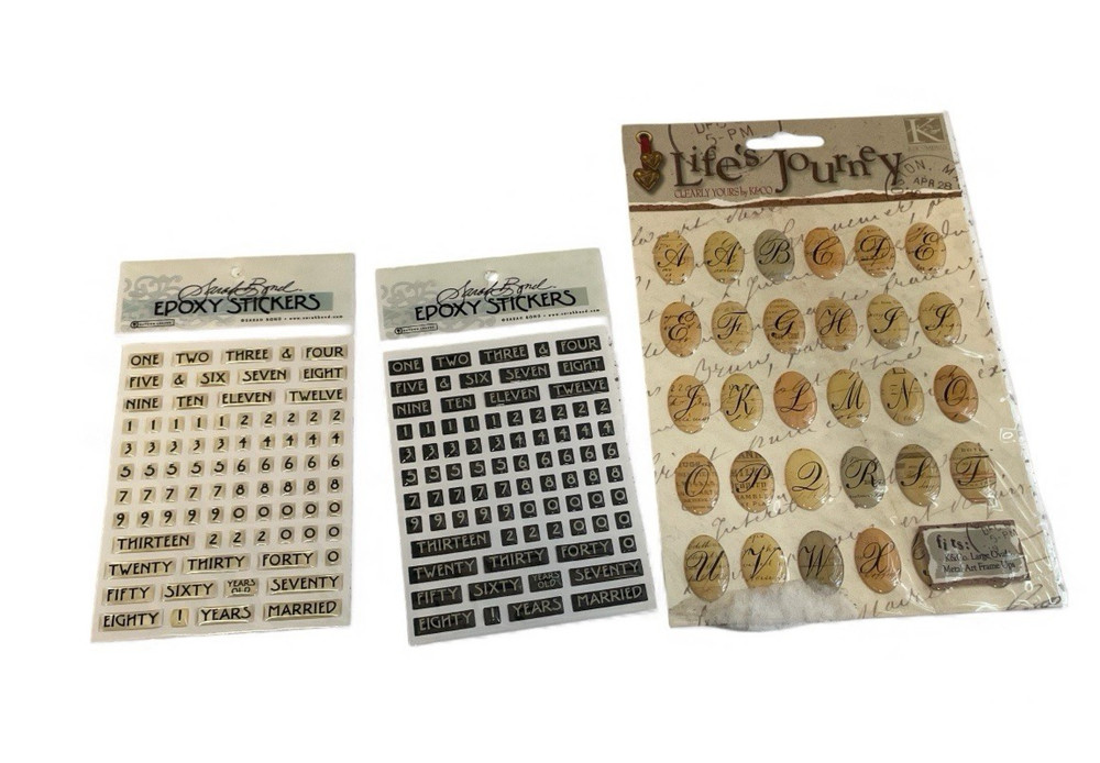 Epoxy Alphabet Stickers & Numbers Sarah Bond Retro Scrapbooking Crafts Art New