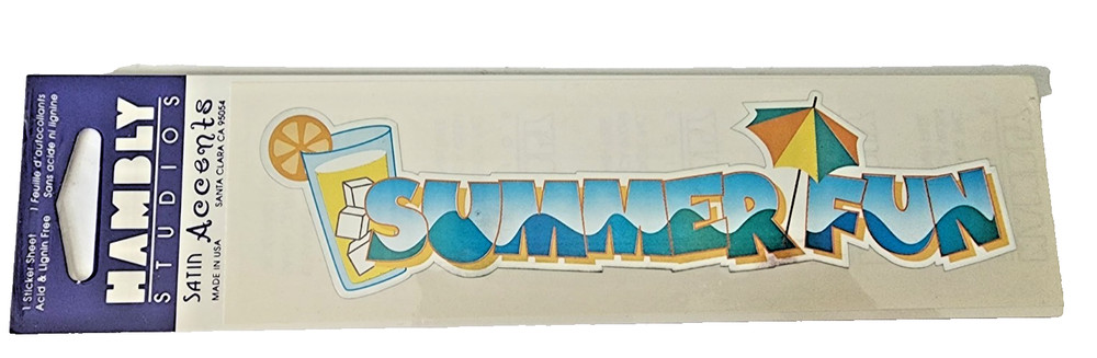 Vintage Sealed Hambly Studios Satin Foil Accents Summer Fun Title Sticker Pack