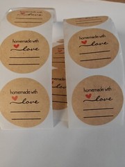 100pcs Round Sticker Seals Kraft Paper Handmade With Love Self Adhesive NEW
