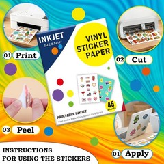 Premium Matte White Sticker Paper for Inkjet Printer – 45 Sheets Waterproof T…