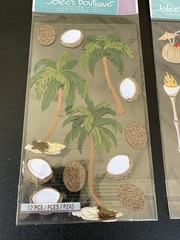 Lot of 2 Jolee’s Boutique TIKI TIME & COCONUT PALMS 3d Stickers Tropical Fire