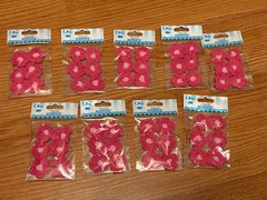 54 pcs (9 pks) Offray Stylish Accents Pink Mini Crochet Flowers 51189 Crafts NEW