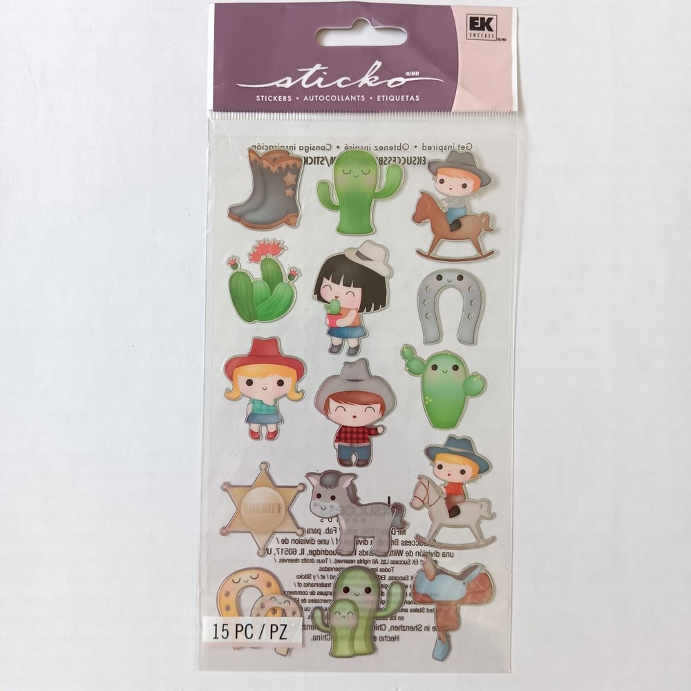 EK Success Sticko Cowboy Cuties Stickers – 15 PC