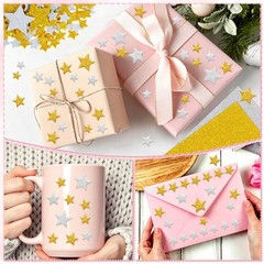 1032Pcs Foam Stickers Glitter Star Sticker Gold Silver Stars