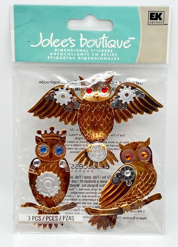 Steampunk Owls Gold Gems Jolee’s Boutique Dimensional Stickers