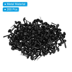 200 PCS Paper Brass Fasteners Split Pins Pastel Mini, Black, 4.5 x 8 mm