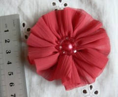 Ruffles Organza AMARANTH RED Flower – Red Centre 65-70mm Single MH AB NJC