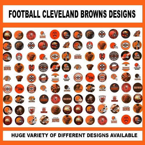 100 Precut BROWNS FOOTBALL TEAM BOTTLE CAP CHARM TRAY IMAGES 1 inch DESIGNS