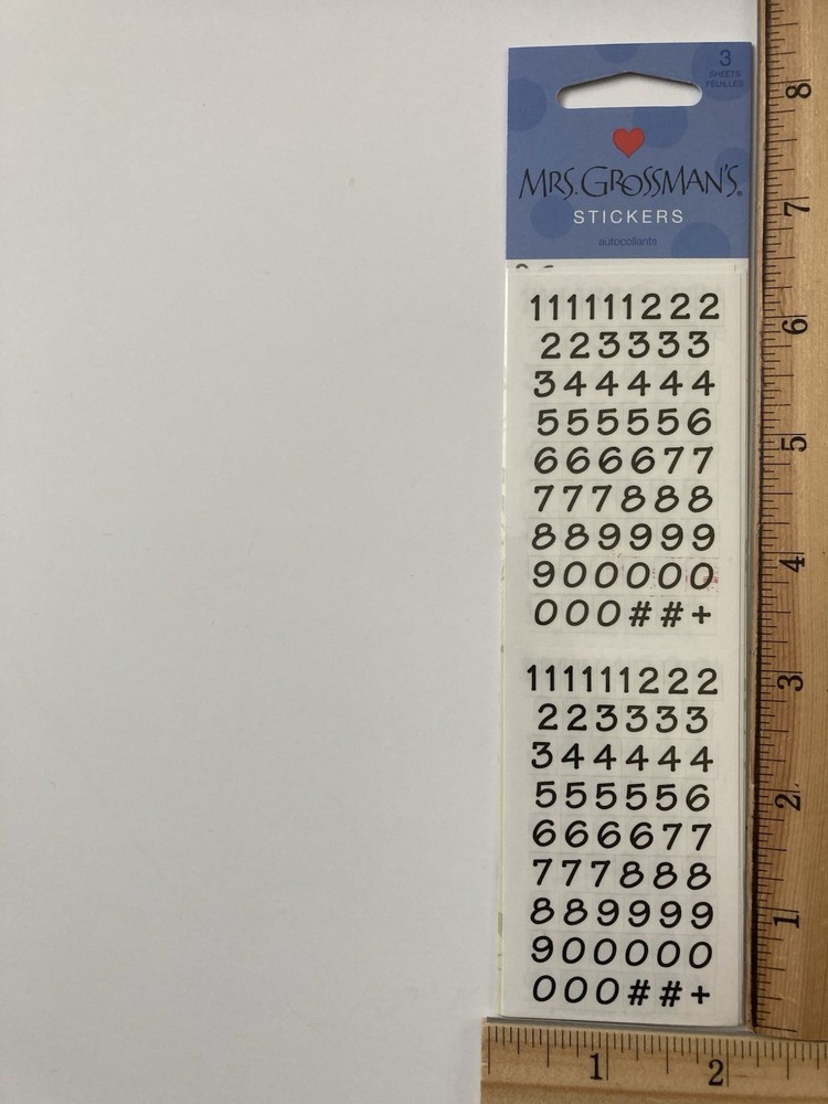 Mrs Grossman’s Strip Bitsy Numbers Black Stickers NIP
