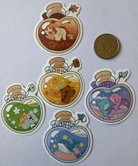 JAR ANIMAL Stickers(5pc)Dragon…Cats…Dog…Jag…Bears…Rabbit…Cork…Bees…Card Making