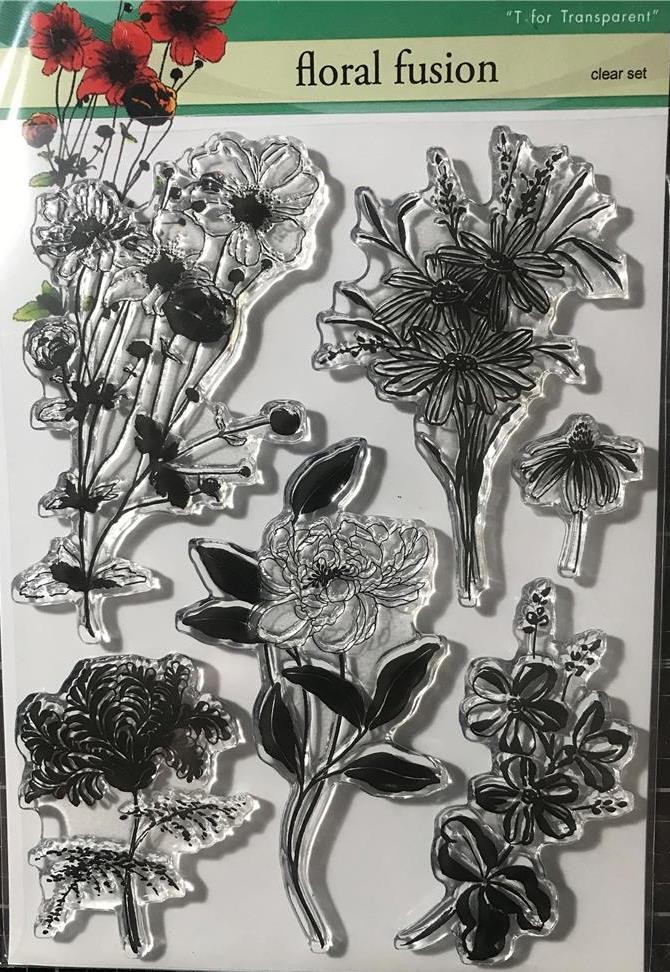 New Penny Black Rubber Stamp Set Spring FLORAL FUSION flower clear free USA ship