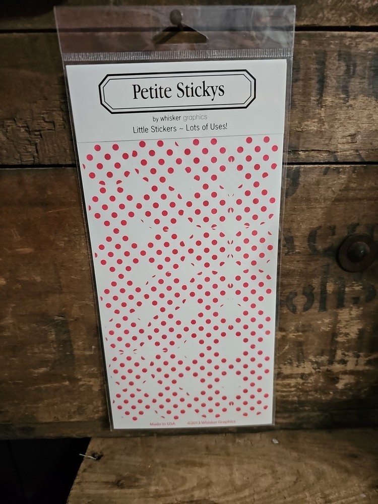 Petite Stickys by Whisker graphics (4 Sheets/128 1″ Stickers) ~ RED POKA DOTS