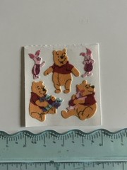 Vintage 1990s Winnie the Pooh Piglet Flocked Fuzzy Sandylion Stickers One Square