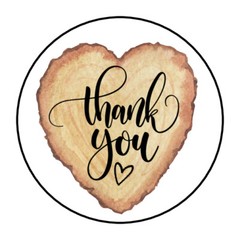 30 1.5″ THANK YOU WOOD TREE HEART ORDER ENVELOPE SEALS LABELS STICKERS
