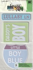Vintage Phrase Cafe BABY BOY theme 3-D Metal stickers 67456 Fast FREE ship!