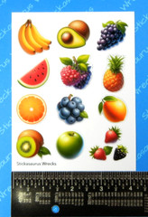 Fresh Fruit Sticker Sheet Grapes Berries Orange Bananas Apple Kiwi Pineapple
