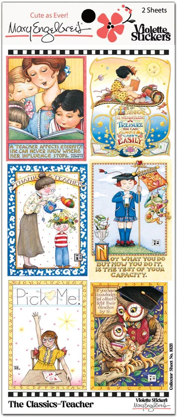 Mary Engelbreit Stickers 2 Sheets Whimsical Classics Teacher Reading Owls Grad