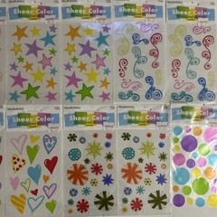 10 Sets Swirls Curly Stars Heart Design Bright Sheer Color Mrs Grossman Stickers