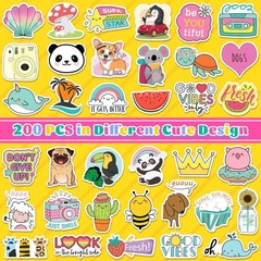 Cute Decals Bulk 200 Pcs Aesthetic Stickers for Kids Water Bottles and Laptops