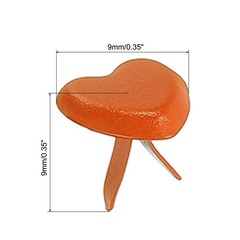 Brads for Paper Crafts, 100 Pcs Orange Metal Heart Paper Fasteners, 9 mm