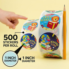 Animal Reading Reward Stickers for Teachers, Motivational Book Stickers for Kids