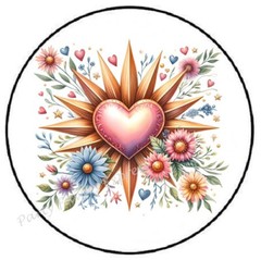 HEART STARBURST WITH FLOWERS ENVELOPE SEALS LABELS STICKERS PARTY FAVORS