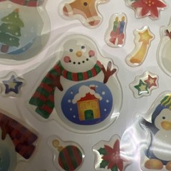Christmas Puffy Stickers Happy Holiday 2 Designs Snowman Penguin Tree Ganz VTG