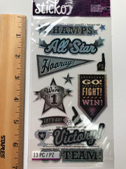 EK Success Sticko School Scrapbook Stickers Lot Sports Clubs Pencils Bus