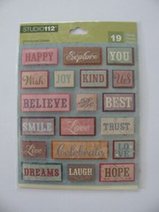 K & Company Studio 112 WORDS Dimensional Stickers 19 Pieces NEW