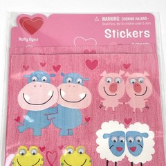 Stickety-Doo-Da Cartoon Animal Rolly Eyes Stickers 2 Sheets Valentine’s Day