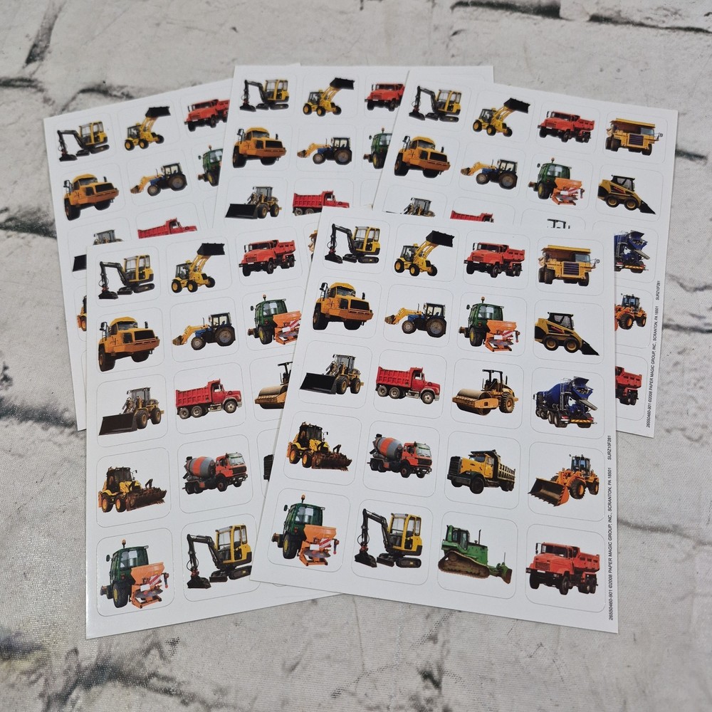 Construction Vehicles Trucks Scrapbooking Stickers Lot Of 5 Full Sheets
