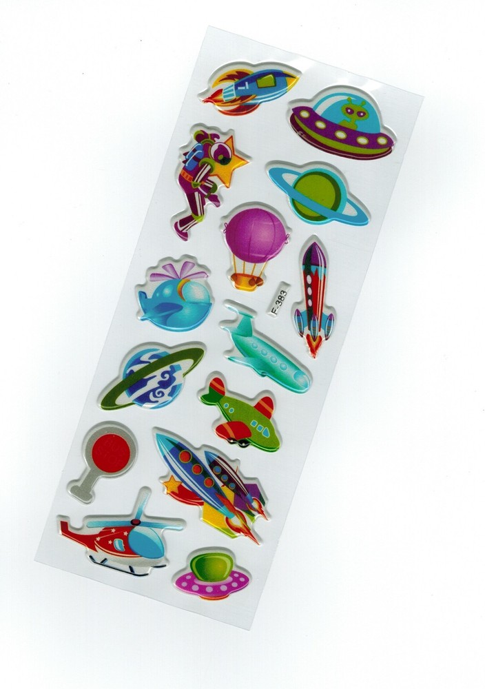 NEW! Fun Scrapbooking Colorful Space Ship, Rocket, Airplane, Helicopter