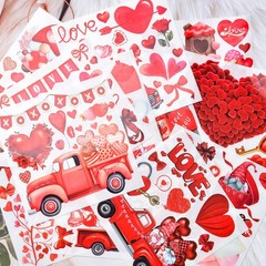 Wandic 12 Sheets Valentine’s Day Rub on Transfer Stickers Waterproof Decals Jour