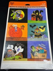 Vintage 1983 Hallmark Halloween Stickers Sealed Black Cat Ghost Bat