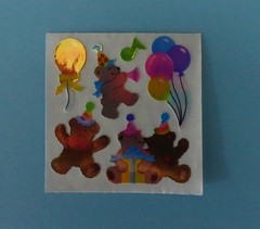 Vintage Sandylion Mother of Pearl Birthday Party Bears Sticker Mod