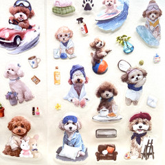 Cute Poodle Puppy Dog Stickers 4 Sheets Junk Journal Collage Planner Scrapbook