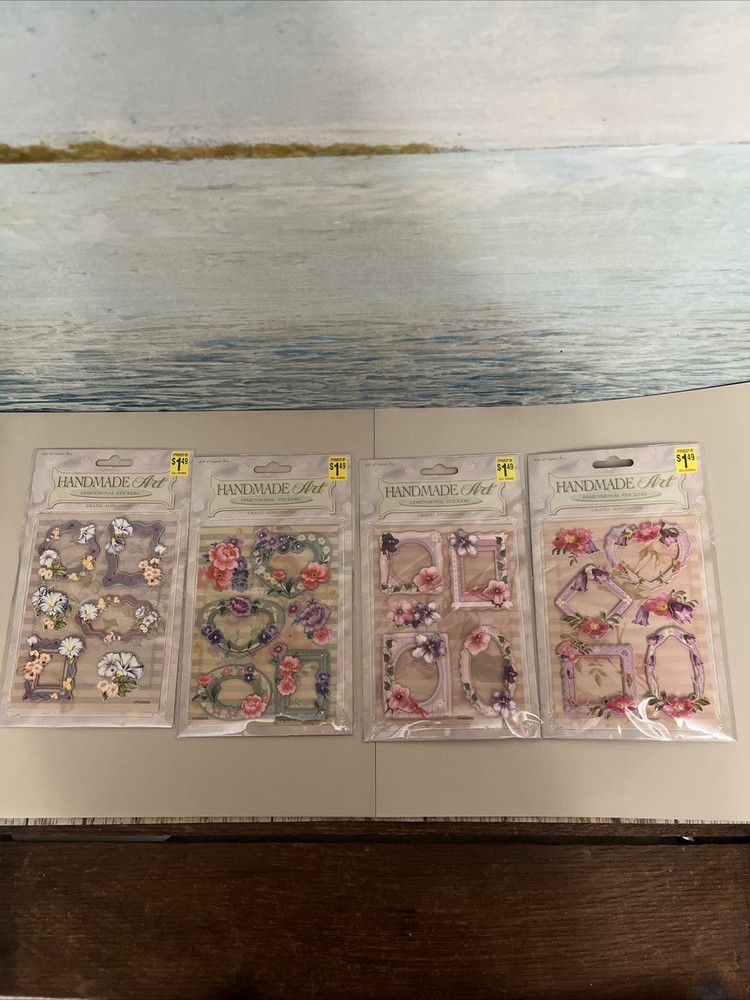 Hand Made Art Dimensional Stickers Frames & Flowers Lot Of 4 Packs