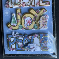 Vtg Scarce Mary Engelbreit Peace, Joy, Hope, Love Dimensional Christmas Stickers