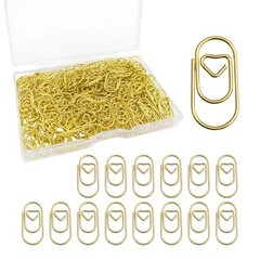 200PCS Heart Paper Clips,Mini Cute Paper Clips, Durable Metal Small Love Gold