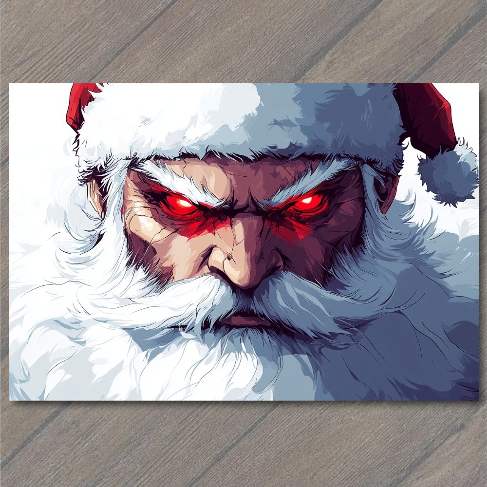 STICKER Scary Santa Claus Evil Grin Red Eyes Christmas Horror Holiday Crazy