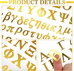 464 Pieces 8 Sheets Greek Letter Stickers as shown in the picture Mirror Gold
