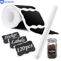 120 Stickers + 1 Pen Waterproof Reusable Label Stickers for Kitchen Food Storage