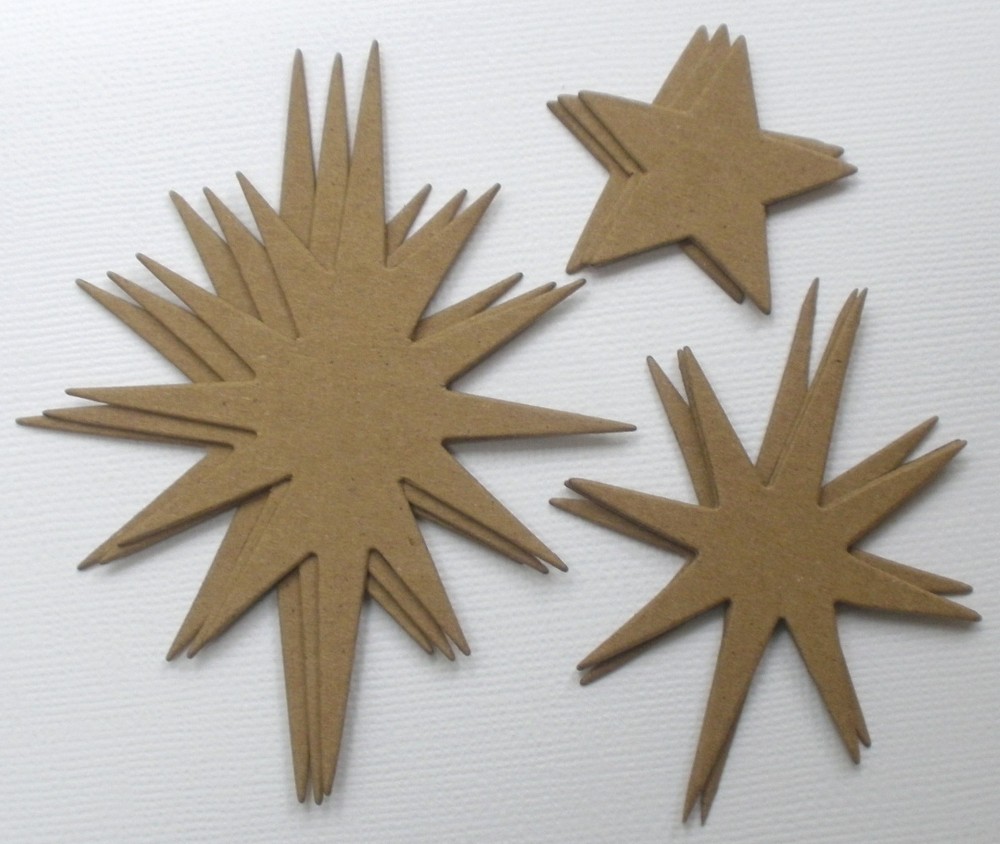 {9} STAR & STARBURST – Raw Bare Unfinished Chipboard Die Cuts Embellishments