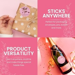500 Pcs 1.5 Inch Thank You Stickers for Small Business, Pink and Rose Gold
