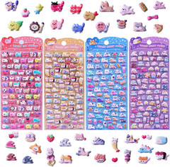 400 Mini Puffy Stickers – 3D Tiny Bulk Sticker Set for Kids, 4 Sheets
