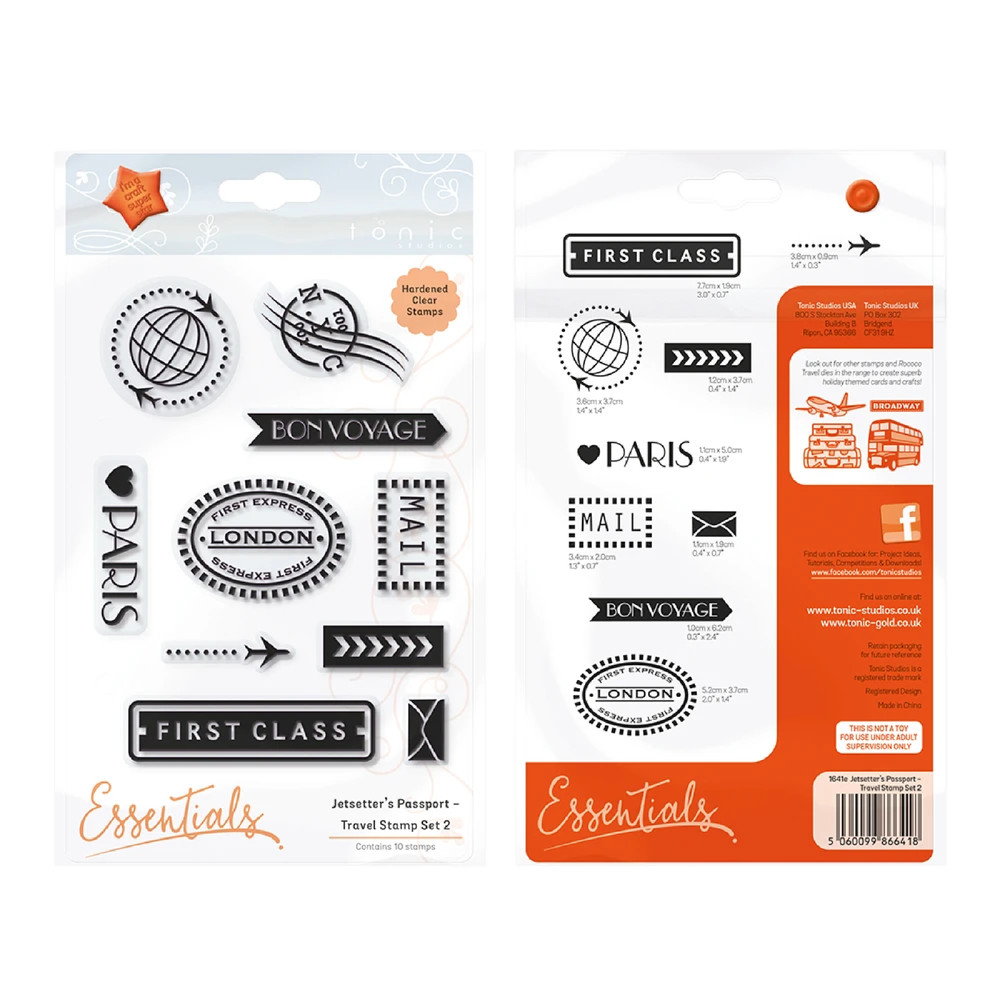 Tonic Studios Acrylic Rubber Stamp JETSETTER’S PASSPORT TRAVEL STAMPS #2